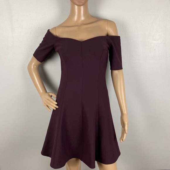 NEW CINQ A SEPT OFF-THE-SHOULDER SKATER MINI DRESS - Picture 2 of 8